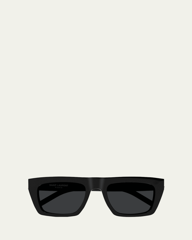 YSL Acetate Flat-Top Rectangle Sunglasses